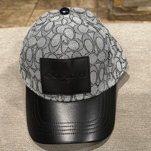 Gray Monogram Cap with Black Leather Brim